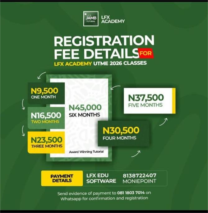 LFX Academy Opens 2026 UTME Registration: Affordable and Effective!